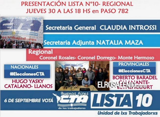 Claudia Introssi encabeza la lista para la elección de la CTA Claudia Introssi encabeza la lista para la elección de la CTA