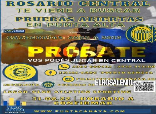 Rosario Central realizará una prueba abierta a jugadores de la ciudad y la zona