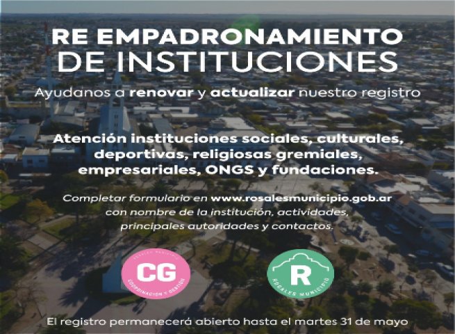 El Municipio convoca a las instituciones rosaleñas a actualizar sus datos