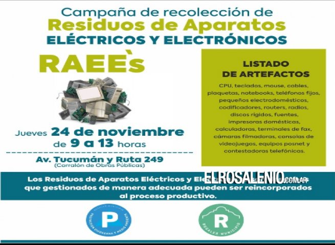 Nueva campaña de recolección de residuos electrónicos y eléctricos