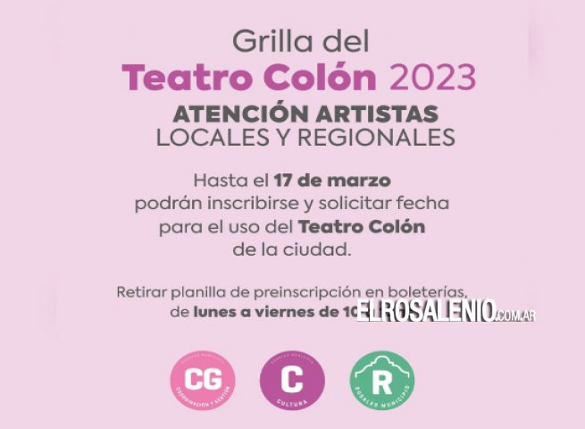El Teatro Colón ya recibe inscripciones de artistas locales y regionales para espectáculos de 2023 