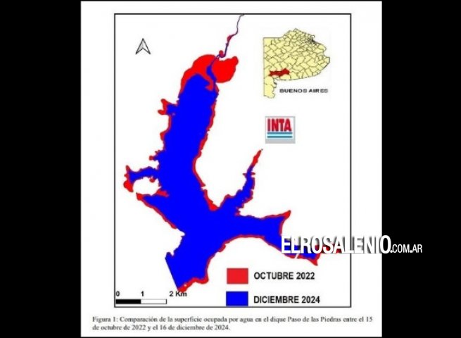 La superficie y la cota del Dique Paso de las Piedras siguen reduciéndose