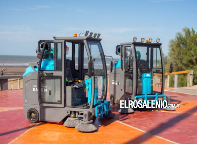 Monte Hermoso incorporó dos barredoras eléctricas para limpiar la rambla y las peatonales