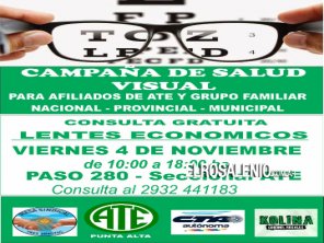 ATE: Este viernes realizarán control oftalmológico gratuito 