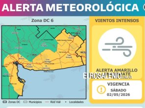 Alerta amarilla por vientos para este sábado