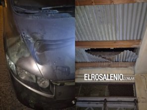  Un hombre cayó del techo de una vivienda ajena, dañó un auto y fue aprehendido 
