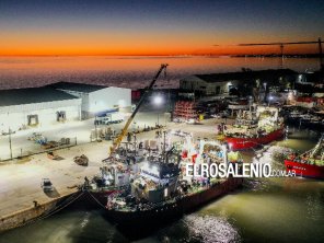 Llegó el primer cargamento de langostinos al frigorífico de Conarpesa en Puerto Rosales