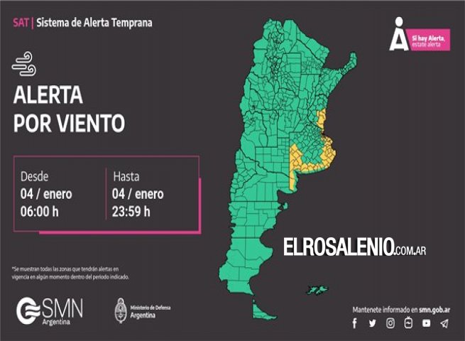 El Servicio Meteorológico advierte fuertes vientos para el sur bonaerense