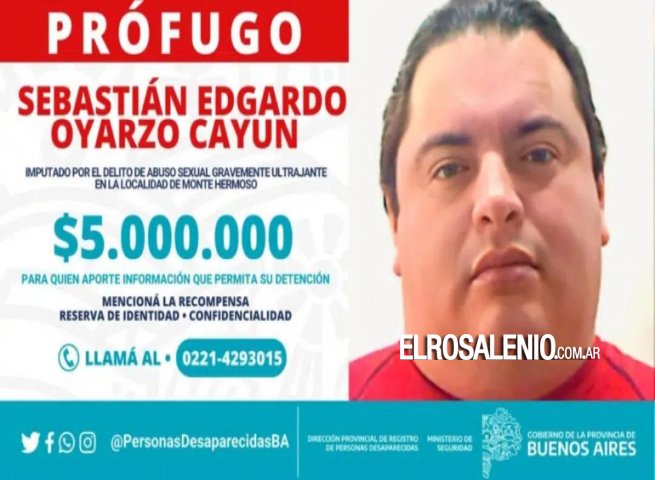 Seguridad ofrece 5 millones de pesos por dar con el paradero de un acusado de abuso sexual
