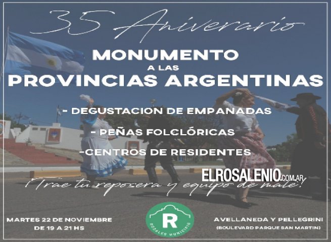 Habrá festejos por el aniversario del Monumento a las Provincias Argentinas