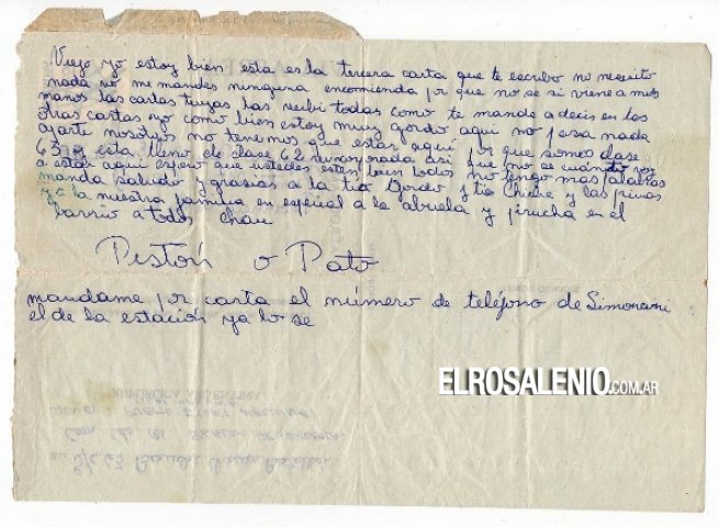 Veterano de Guerra de Malvinas puntaltense encontró su carta siendo subastada