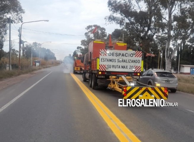 Comenzaron los trabajos de pintura en la ruta 229