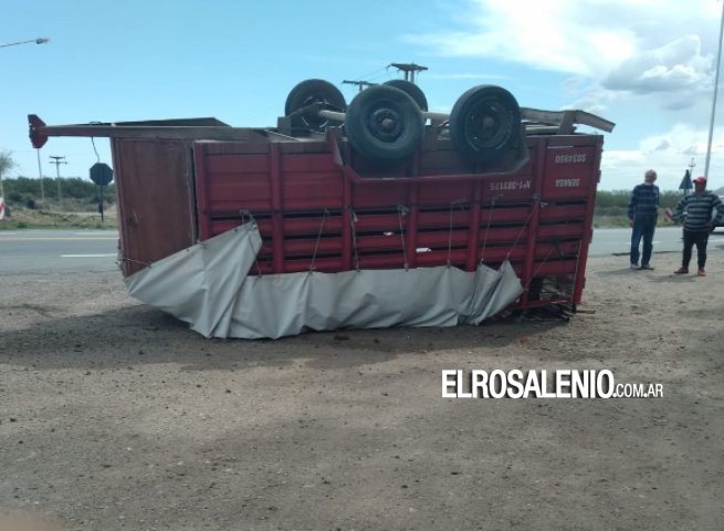 Volcó un carro con terneros en la ruta 229