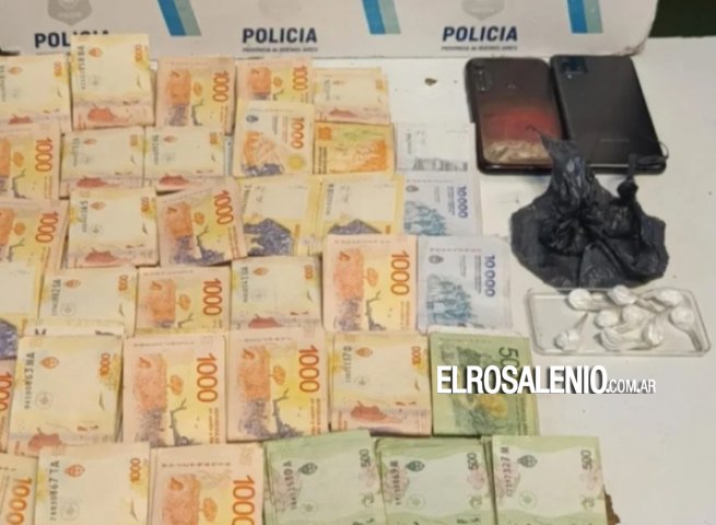 Lo detuvieron con 30 gramos de cocaína y casi 500 mil pesos en efectivo 