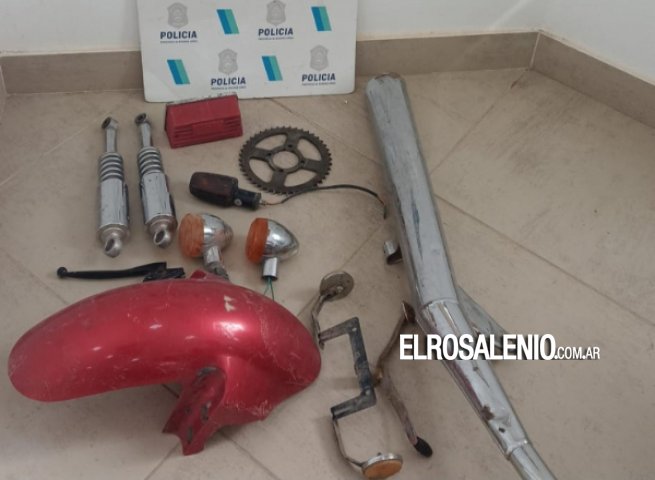 Encontraron autopartes de una moto que había sido robada