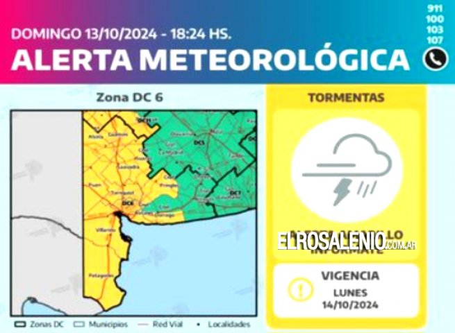 Alerta amarillo para Punta Alta y región