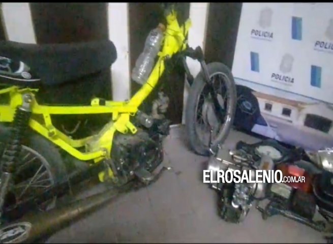 Policía encontró motopartes de un vehículo robado y secuestró una moto 110cc