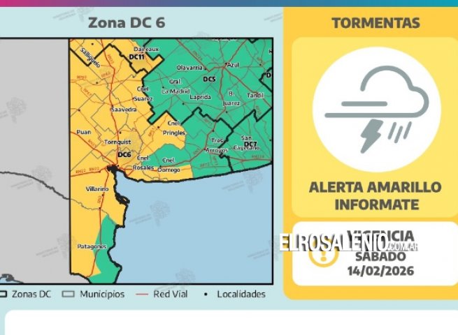 Alerta amarillo por tormentas para el sábado a la noche