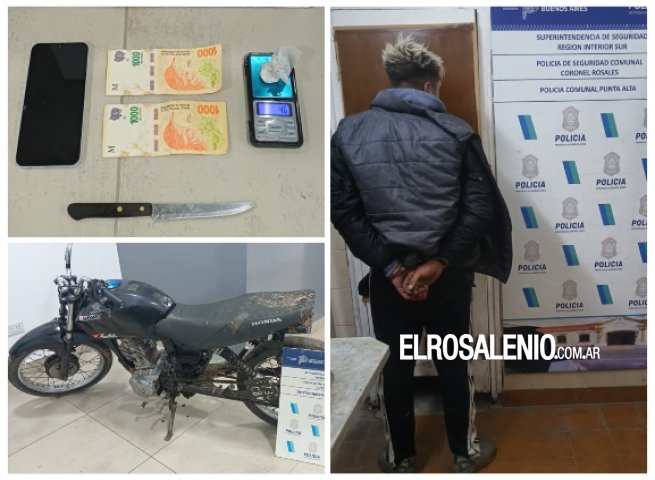 Perseguido tras evadir control policial, fue aprehendido con droga y arma blanca