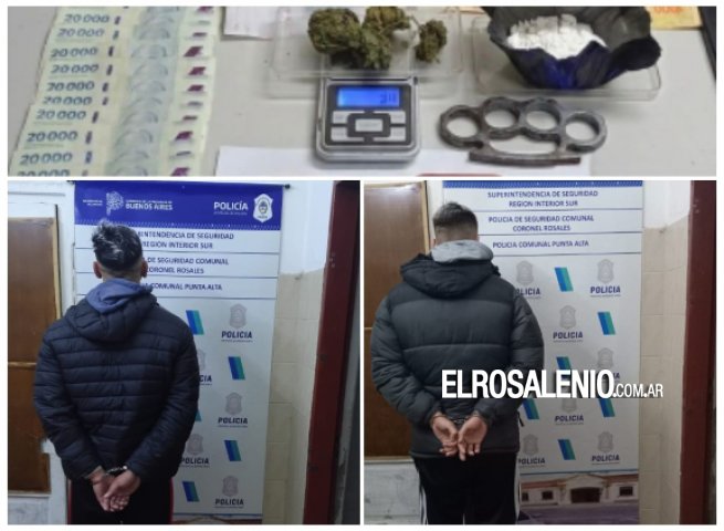 Dos aprehendidos con cocaína, marihuana y una manopla metálica