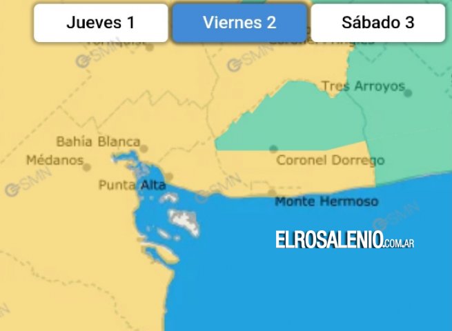 Alerta amarillo por tormentas para el viernes a la tarde