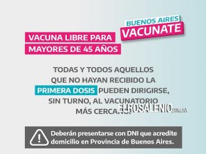 Buenos Aires: comienza la vacunación libre para mayores de 45 años
