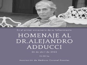 La Asociación de Médicos rendirá homenaje al Dr. Aducci