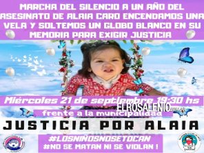 Caso Alaia Caro: Realizarán hoy una Marcha de Silencio