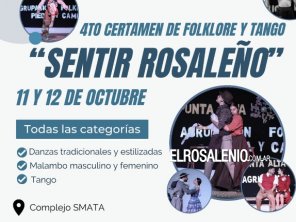 Este viernes y sábado se realizará la 4° edición del certamen folklórico “Sentir Rosaleño”