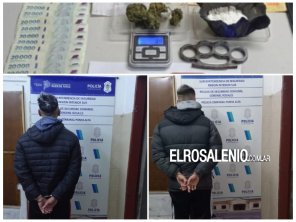 Dos aprehendidos con cocaína, marihuana y una manopla metálica
