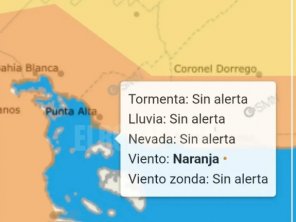 Alerta naranja por fuertes vientos para la mañana del lunes
